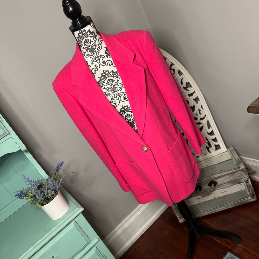 VINTAGE Lauren Alexandra Wool Longline Blazer Jacket Size Medium Barbie Core